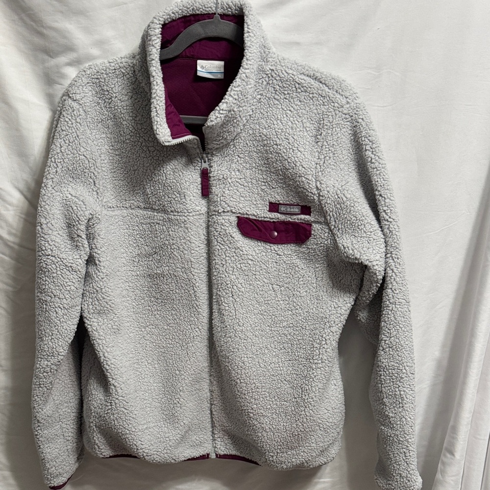 Columbia Gray and Purple Sherpa jacket